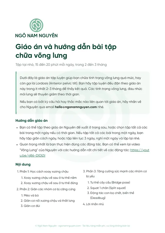 Trang đầu tài liệu Giáo án và hướng dẫn bài tập chữa võng lưng